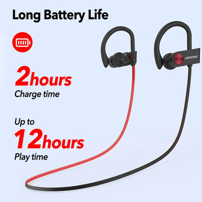 Waterproof Bluetooth Headphones V5.3 Earphone CVC6.0 Noise Canceling Mic HiFi Stereo