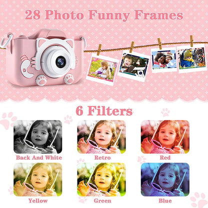 Kids Mini Digital Camera With Video Cartoon 32GB SD Card