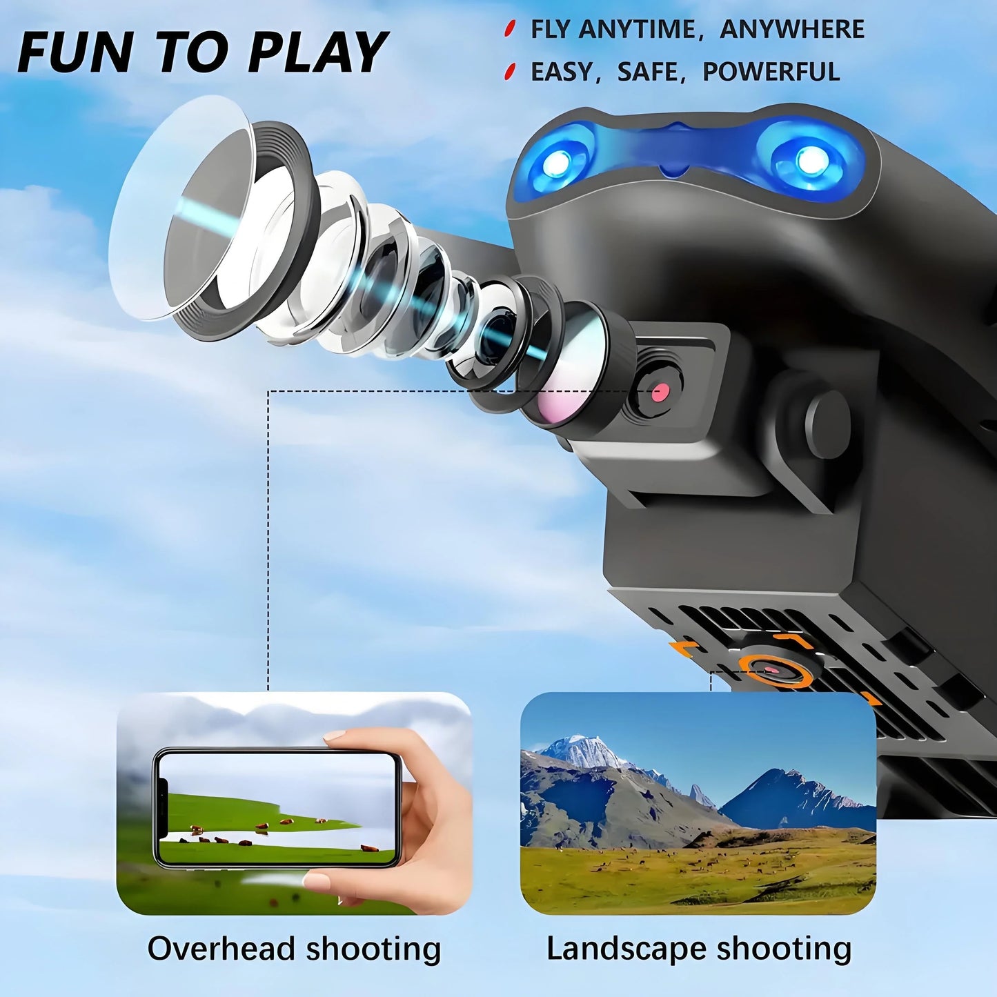 PRO RC Drone, HD Dual Camera Foldable Quadcopter