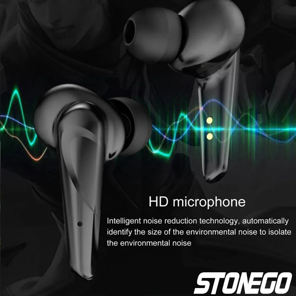 Sports Earbuds, Wireless Waterproof Noise-Cancelling Charging Case, for Gaming and Music