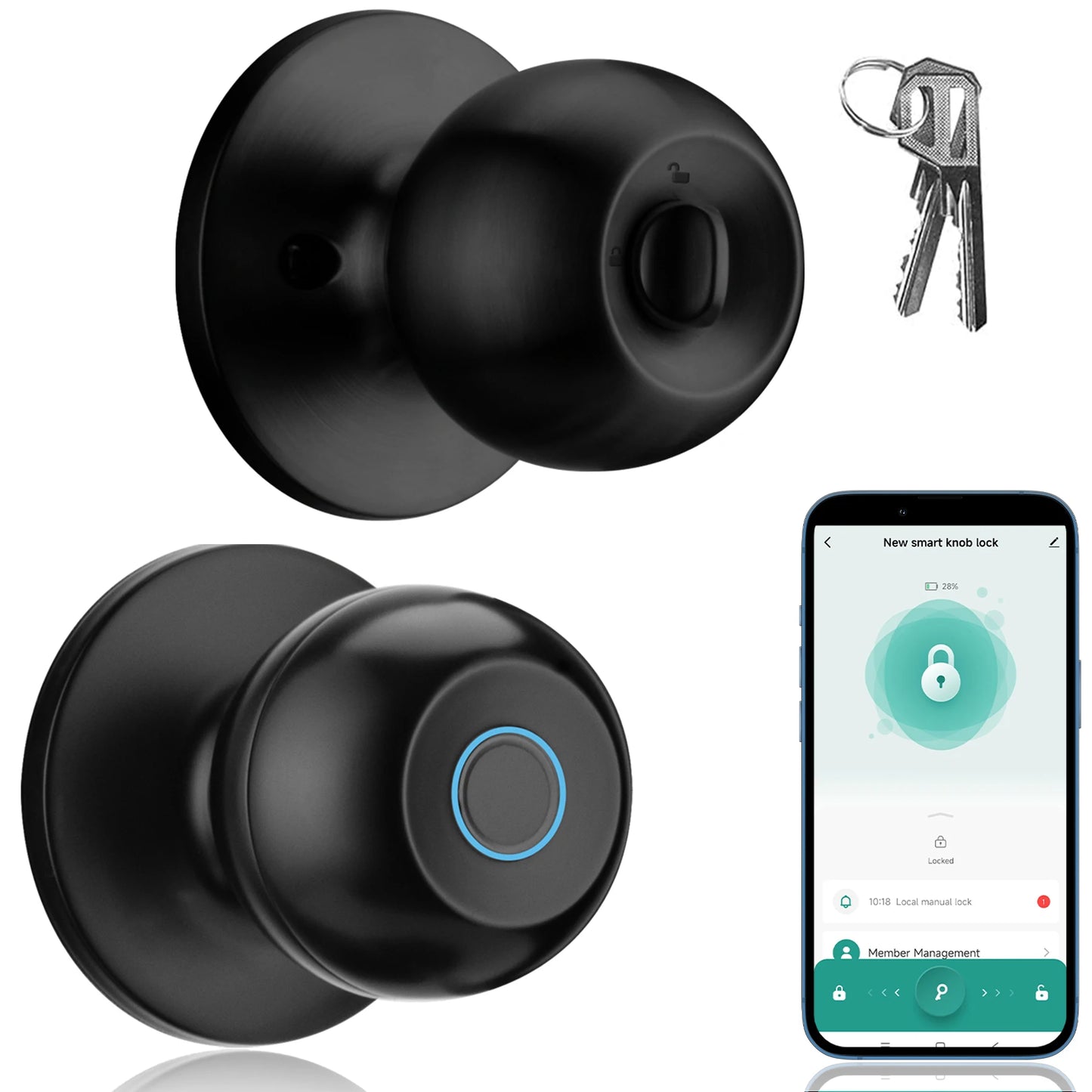 Fingerprint Door Lock Bedroom Biometric Door Knob Lock App Control