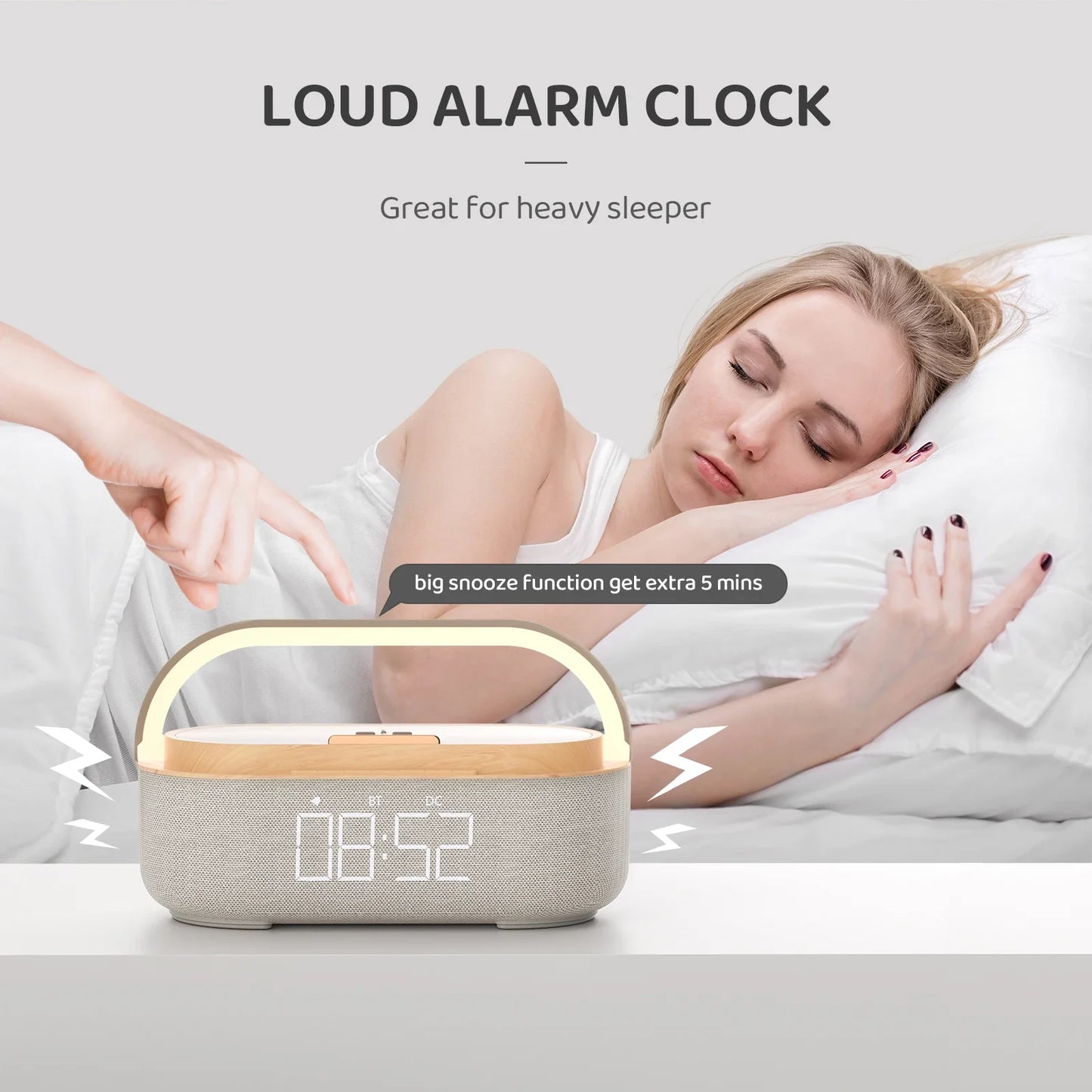 Bluetooth Speaker  Wireless Charging Digital Alarm Clock