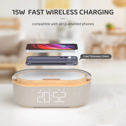 Bluetooth Speaker  Wireless Charging Digital Alarm Clock