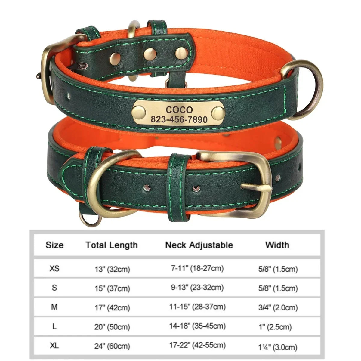 Soft Padded Leather Pet Collar For Small Medium Large Dogs Free Engraved Nameplate