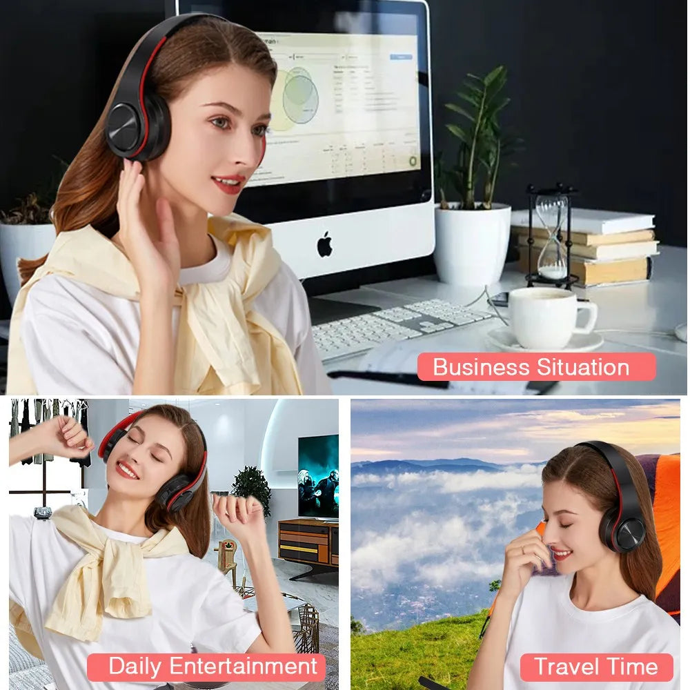 Wireless Bluetooth Headphones Stereo Headset Overhead Earphone