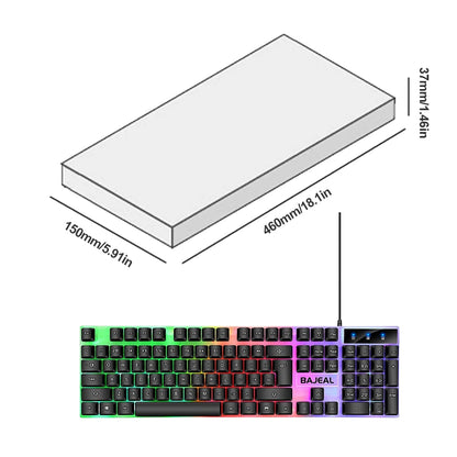 RGB Gaming Keyboard 98 Keys  USB Wired  Seven Color Lights