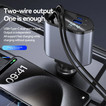 Lighter4 in 1 Car Charger Retractable Car Cigarette Lighter Adapter